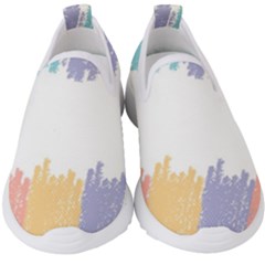 Border Frame Colorful Brush Strokes Kids  Slip On Sneakers by Pakjumat