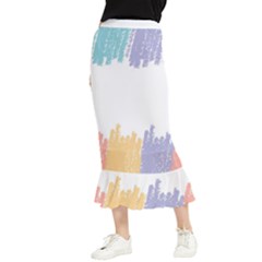 Border Frame Colorful Brush Strokes Maxi Fishtail Chiffon Skirt