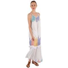 Border Frame Colorful Brush Strokes Cami Maxi Ruffle Chiffon Dress by Pakjumat