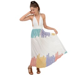 Border Frame Colorful Brush Strokes Backless Maxi Beach Dress by Pakjumat