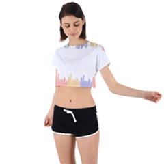 Border Frame Colorful Brush Strokes Tie Back Short Sleeve Crop T-shirt by Pakjumat