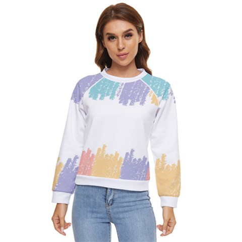 Border Frame Colorful Brush Strokes Women s Long Sleeve Raglan T-shirt by Pakjumat