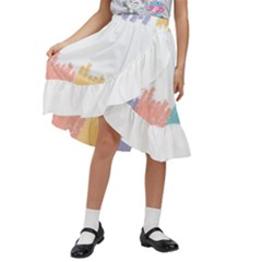 Border Frame Colorful Brush Strokes Kids  Ruffle Flared Wrap Midi Skirt by Pakjumat