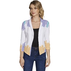 Border Frame Colorful Brush Strokes Women s Casual 3/4 Sleeve Spring Jacket by Pakjumat