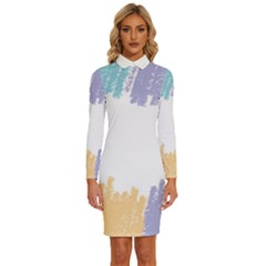 Border Frame Colorful Brush Strokes Long Sleeve Shirt Collar Bodycon Dress by Pakjumat