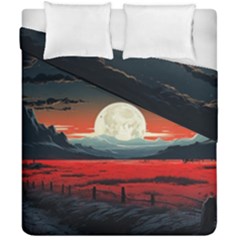 Winter Painting Moon Night Sky Duvet Cover Double Side (california King Size) by Pakjumat