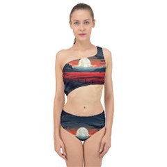 Winter Painting Moon Night Sky Spliced Up Two Piece Swimsuit by Pakjumat