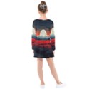 Winter Painting Moon Night Sky Kids  Long Sleeve Dress View2