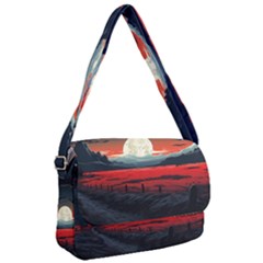 Winter Painting Moon Night Sky Courier Bag by Pakjumat