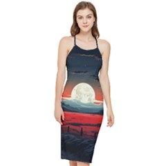 Winter Painting Moon Night Sky Bodycon Cross Back Summer Dress by Pakjumat