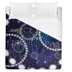 Continents Stars Networks Internet Duvet Cover (queen Size) by Pakjumat