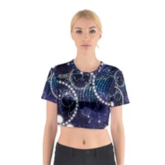 Continents Stars Networks Internet Cotton Crop Top by Pakjumat