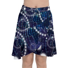 Continents Stars Networks Internet Chiffon Wrap Front Skirt by Pakjumat