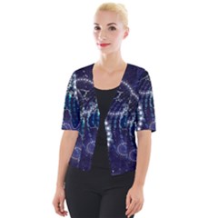 Continents Stars Networks Internet Cropped Button Cardigan by Pakjumat