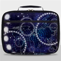 Continents Stars Networks Internet Full Print Lunch Bag by Pakjumat