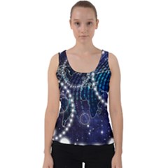 Continents Stars Networks Internet Velvet Tank Top by Pakjumat