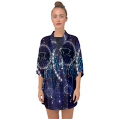 Continents Stars Networks Internet Half Sleeve Chiffon Kimono by Pakjumat