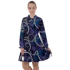 Continents Stars Networks Internet All Frills Chiffon Dress by Pakjumat