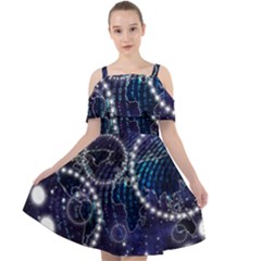 Continents Stars Networks Internet Cut Out Shoulders Chiffon Dress by Pakjumat