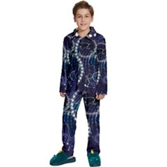 Continents Stars Networks Internet Kids  Long Sleeve Velvet Pajamas Set