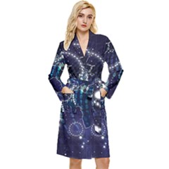 Continents Stars Networks Internet Long Sleeve Velvet Robe by Pakjumat