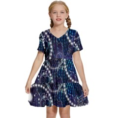 Continents Stars Networks Internet Kids  Short Sleeve Tiered Mini Dress by Pakjumat