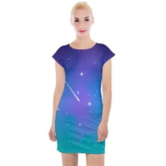 Stars Sky Cosmos Galaxy Cap Sleeve Bodycon Dress by Pakjumat