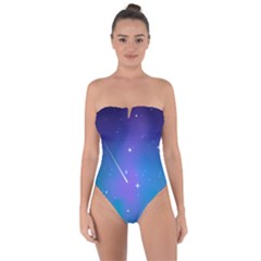 Stars Sky Cosmos Galaxy Tie Back One Piece Swimsuit by Pakjumat