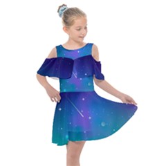 Stars Sky Cosmos Galaxy Kids  Shoulder Cutout Chiffon Dress by Pakjumat