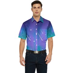 Stars Sky Cosmos Galaxy Men s Short Sleeve Pocket Shirt  by Pakjumat