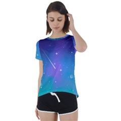 Stars Sky Cosmos Galaxy Short Sleeve Open Back T-shirt by Pakjumat