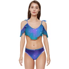 Stars Sky Cosmos Galaxy Ruffle Edge Tie Up Bikini Set	 by Pakjumat