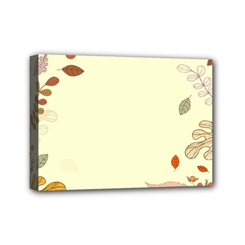 Autumn Border Frame Background Mini Canvas 7  X 5  (stretched) by Pakjumat