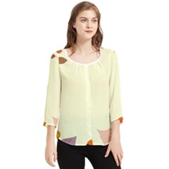 Autumn Border Frame Background Chiffon Quarter Sleeve Blouse by Pakjumat