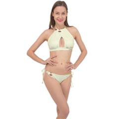 Autumn Border Frame Background Cross Front Halter Bikini Set by Pakjumat