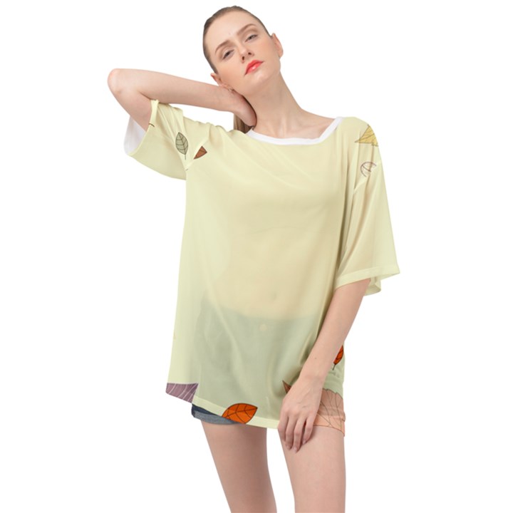 Autumn Border Frame Background Oversized Chiffon Top