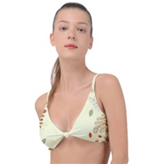 Autumn Border Frame Background Knot Up Bikini Top by Pakjumat