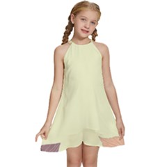 Autumn Border Frame Background Kids  Halter Collar Waist Tie Chiffon Dress by Pakjumat