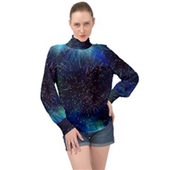 Abstract Background Template High Neck Long Sleeve Chiffon Top by Pakjumat