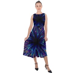 Abstract Beam Blast Midi Tie-back Chiffon Dress by Pakjumat