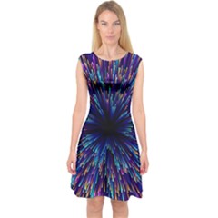 Abstract Beam Blast Capsleeve Midi Dress by Pakjumat