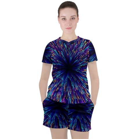 Abstract Beam Blast Women s T-shirt And Shorts Set by Pakjumat