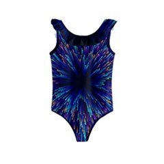 Abstract Beam Blast Kids  Frill Swimsuit by Pakjumat