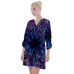 Abstract Beam Blast Open Neck Shift Dress by Pakjumat