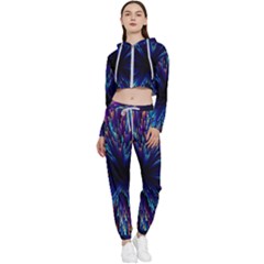 Abstract Beam Blast Cropped Zip Up Lounge Set by Pakjumat