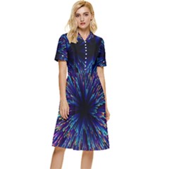 Abstract Beam Blast Button Top Knee Length Dress by Pakjumat