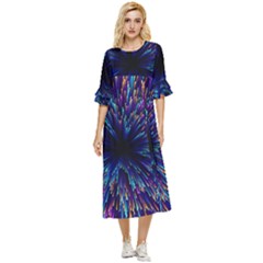 Abstract Beam Blast Double Cuff Midi Dress by Pakjumat