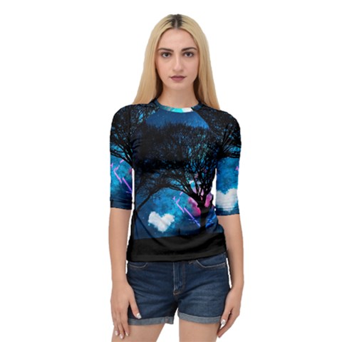 Trees Surreal Universe Silhouette Quarter Sleeve Raglan T-shirt by Pakjumat