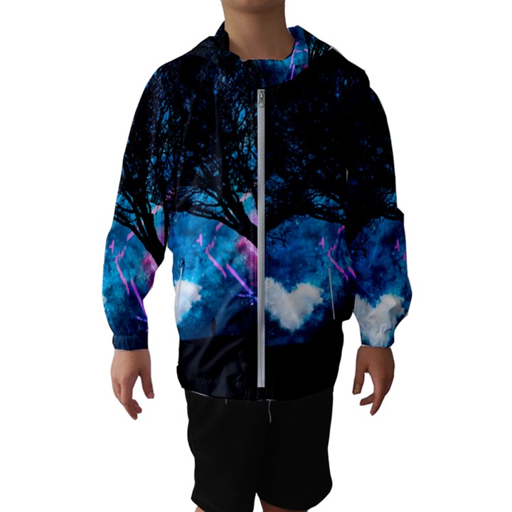 Trees Surreal Universe Silhouette Kids  Hooded Windbreaker