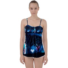 Trees Surreal Universe Silhouette Babydoll Tankini Top by Pakjumat